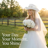 Cowgirl Cowboy Hat White Wedding Veil Hat for Halloween