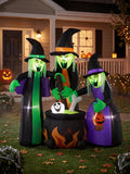 8FT Halloween Inflatable Witch Outdoor Decoration, Blow Up Yard Decor with Built-in LEDs, Witches with Cauldron for Lawn, Garden, Party
