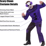 Adult Clown Costume Mens Purple Nightmare Clown Costumes Halloween Party Cosplay Outfit