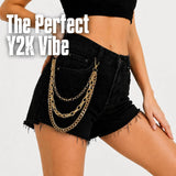 Hip Hop Chain Belt for Men Women, Triple Layer Pants Chain