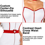 White Nurse Costume for Women, 5 PCS Classic Flirty Nurse Dress Outfit, Halloween Role Play Outfits