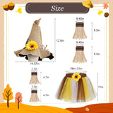 6Pcs Kids Scarecrow Costume Kit Hat Straw Skirt Cuffs