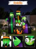 8FT Halloween Inflatable Witch Outdoor Decoration, Blow Up Yard Decor with Built-in LEDs, Witches with Cauldron for Lawn, Garden, Party