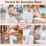 Women’s Furry Leg Warmers, Long Plush Boot Cuffs for Winter, Faux Fur Leg Covers