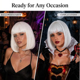 Short Pure White Bob Wig with Bangs for Women