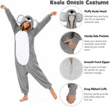 Adult Koala Onesie Costume - 3D Hooded Animal One-Piece Pajama for Halloween Men Women