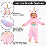Toddler Unicorn Costume for Girls & Boys - 3D Hooded Animal Jumpsuit for Halloween Party