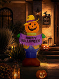 4FT Halloween Inflatable Outdoor Decorations, Blow Up Pumpkin Scarecrow with Built-in Bright LEDs, Yard Lawn Garden Party Decor