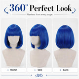 Short Royal Blue Bob Wig with Bangs for Women