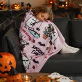 Pink Ghost Blanket, Cute Halloween Blankets and Throws