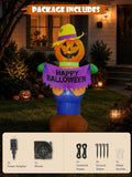 4FT Halloween Inflatable Outdoor Decorations, Blow Up Pumpkin Scarecrow with Built-in Bright LEDs, Yard Lawn Garden Party Decor