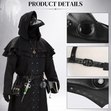 Adult Plague Doctor Costume Set for Men Renaissance Medieval Costumes with Accessories for Halloween Cosplay