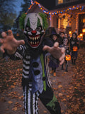 Kids Scary Clown Halloween Costume, Boys Girls Creepy Clown Outfit with Mask
