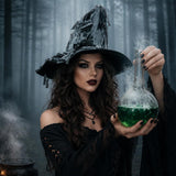 Witch Hat for Women, Distressed Gray, Polyester, One Size, Halloween Cosplay Costume Accessory