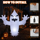 3.5FT Halloween Inflatable Outdoor Decorations, Blow Up Window Ghost with Built-in Bright LEDs, Yard Lawn Garden Party Decor