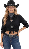 Cowboy Accessories for Men, Black Hat, Belt And Bandana