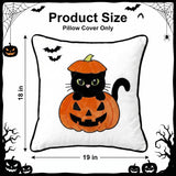 Halloween Pillow Covers 18x18 Set of 2, Cat Pumpkin Cases