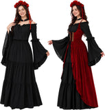 Renaissance Festival Costumes for Women, 4 PCS Medieval Dress Set