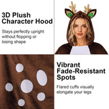 Womens Brown Deer Costume Hooded Spotted Fawn Poncho Cape