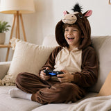 Kids Brown Horse Costume for Halloween with 3D Hood and Long Tail