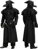 Adult Plague Doctor Costume Set for Men Renaissance Medieval Costumes with Accessories for Halloween Cosplay