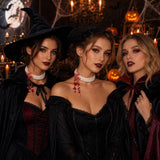 Vampire Necklace for Women, Pearl Choker with Red Drip Beads