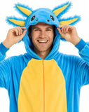 Adult Axolotl Onesie Costume - 3D Hooded Animal One-Piece Pajama for Halloween Men Women