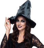 Witch Hat for Women, Distressed Gray, Polyester, One Size, Halloween Cosplay Costume Accessory