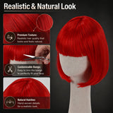 Short Red Bob Wig with Bangs for Women