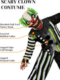 Kids Scary Clown Halloween Costume, Boys Girls Creepy Clown Outfit with Mask