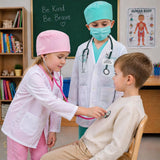 Kids Doctor Costume for Halloween – Medical Scrubs Dress Up Outfit with Lab Coat and Surgical Cap