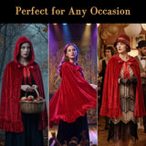 Red Hooded Short Cape for Women