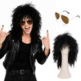Heavy Metal Rocker Mullet Wig and Sunglasses Set for Men Women