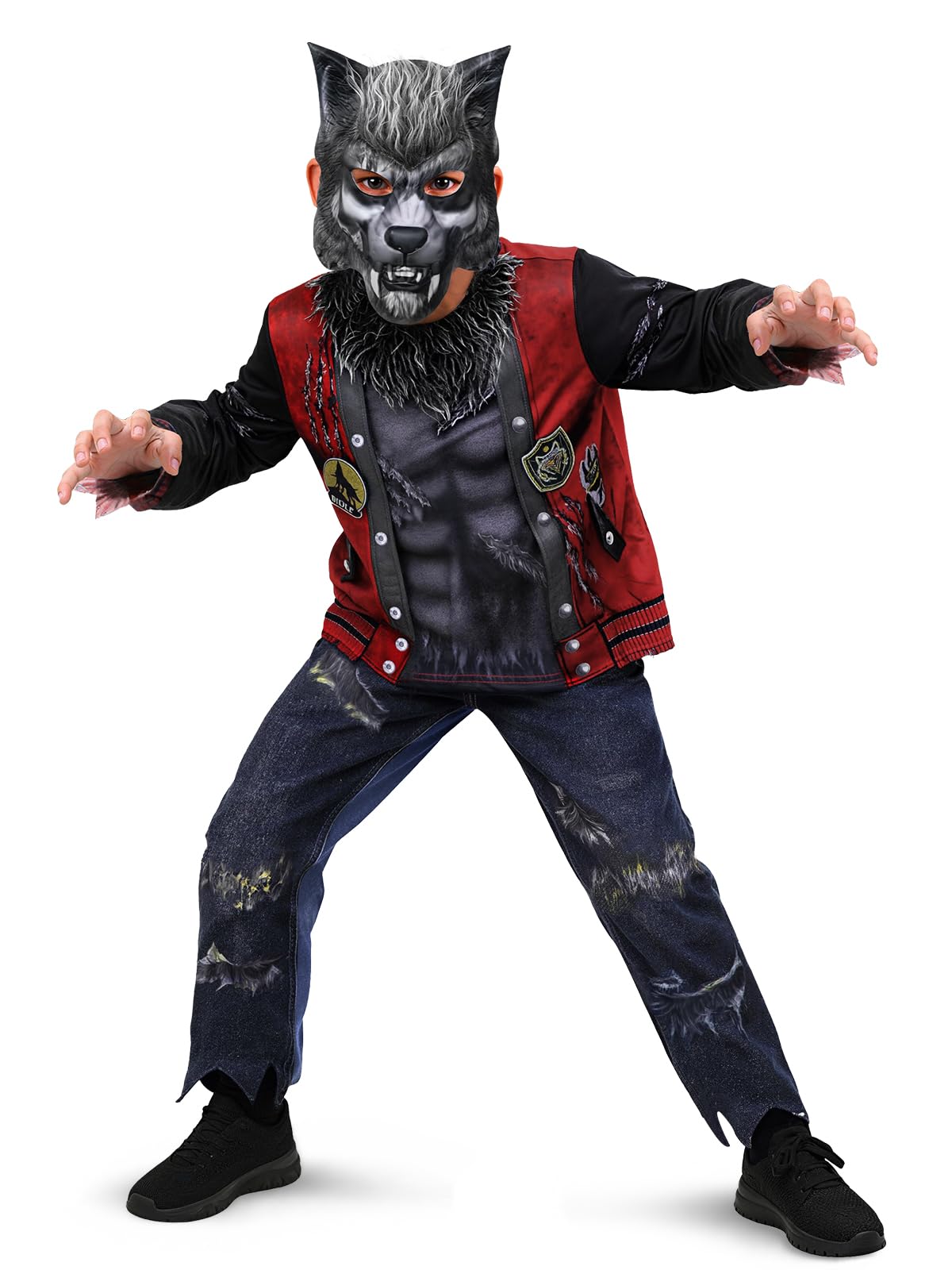 Kids Werewolf Costume for Boys - Scary Wolf Halloween Outfit Set with Shirt, Pants and Mask