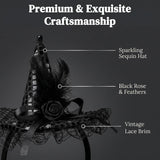 Witch Hat Headband for Women, Halloween Costume Accessory
