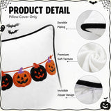 Halloween Pillow Covers 18x18 Set of 2, Pumpkin Garland Cases
