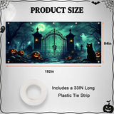 Halloween Garage Door Cover, Graveyard Gate Banner, 7 x 16 Ft