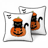 Halloween Pillow Covers 18x18 Set of 2, Cat Pumpkin Cases