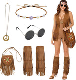 Halloween Hippie Costume Accessories Set, Fringe Vest