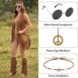 Halloween Hippie Costume Accessories Set, Fringe Vest
