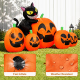 8FT Long Inflatable Pumpkin Black Cat Halloween Yard Decor