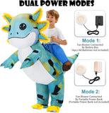 Inflatable Axolotl Costume Kids, Funny Ride-on Blow Up Outfit
