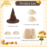 Scarecrow Costume Accessories Set with Hat for Kids, 6 Pieces