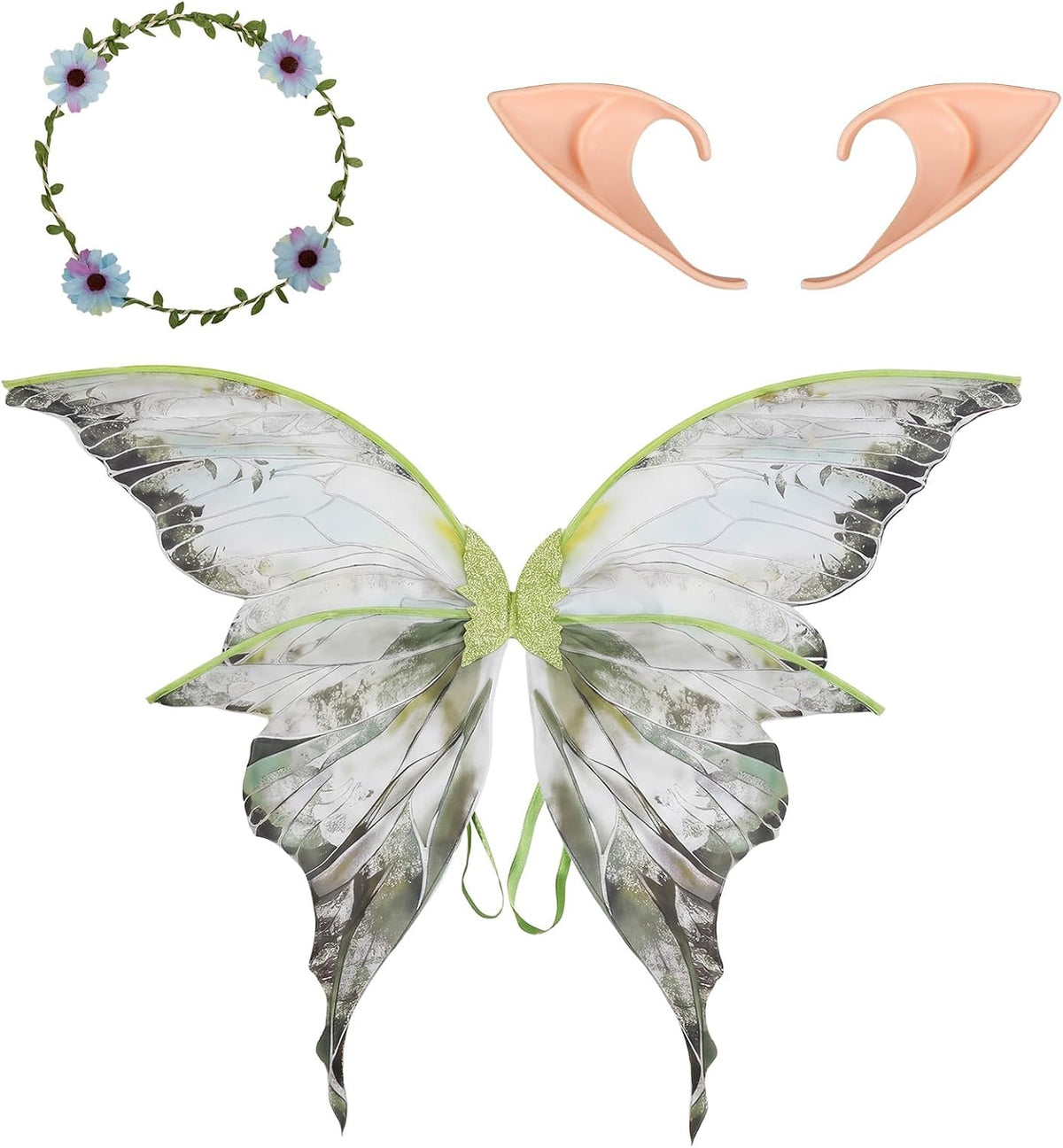 Fairy Wings Halloween Costume Set with Elf Ears for Women