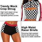 3 PCS Womens Race Car Driver Costume Checkered Racing Girl Set
