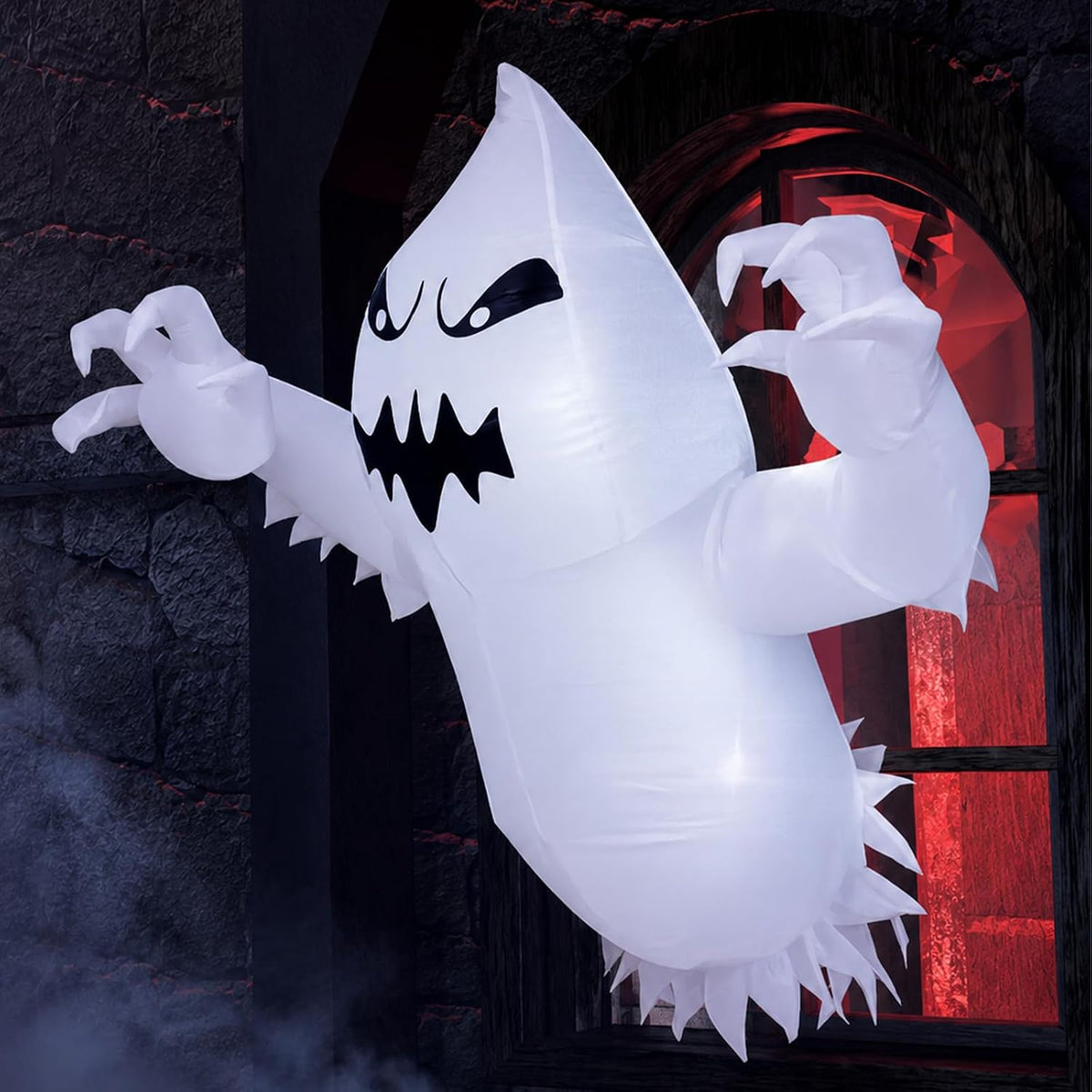3.5FT Halloween Inflatable Outdoor Decorations, Blow Up Window Ghost with Built-in Bright LEDs, Yard Lawn Garden Party Decor