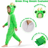 Kids Frog Costume for Girls & Boys - 3D Hooded Animal Jumpsuit Costume for Halloween Party