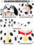 Kids Dalmatian Costume for Girls & Boys - 3D Hooded Animal Jumpsuit for Halloween Party
