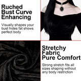 4 PCS Black Gothic Dress for Women, Velvet Off Shoulder High Slit Halloween Dress Set