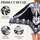 Halloween Skeleton Costumes Poncho for Women Adult